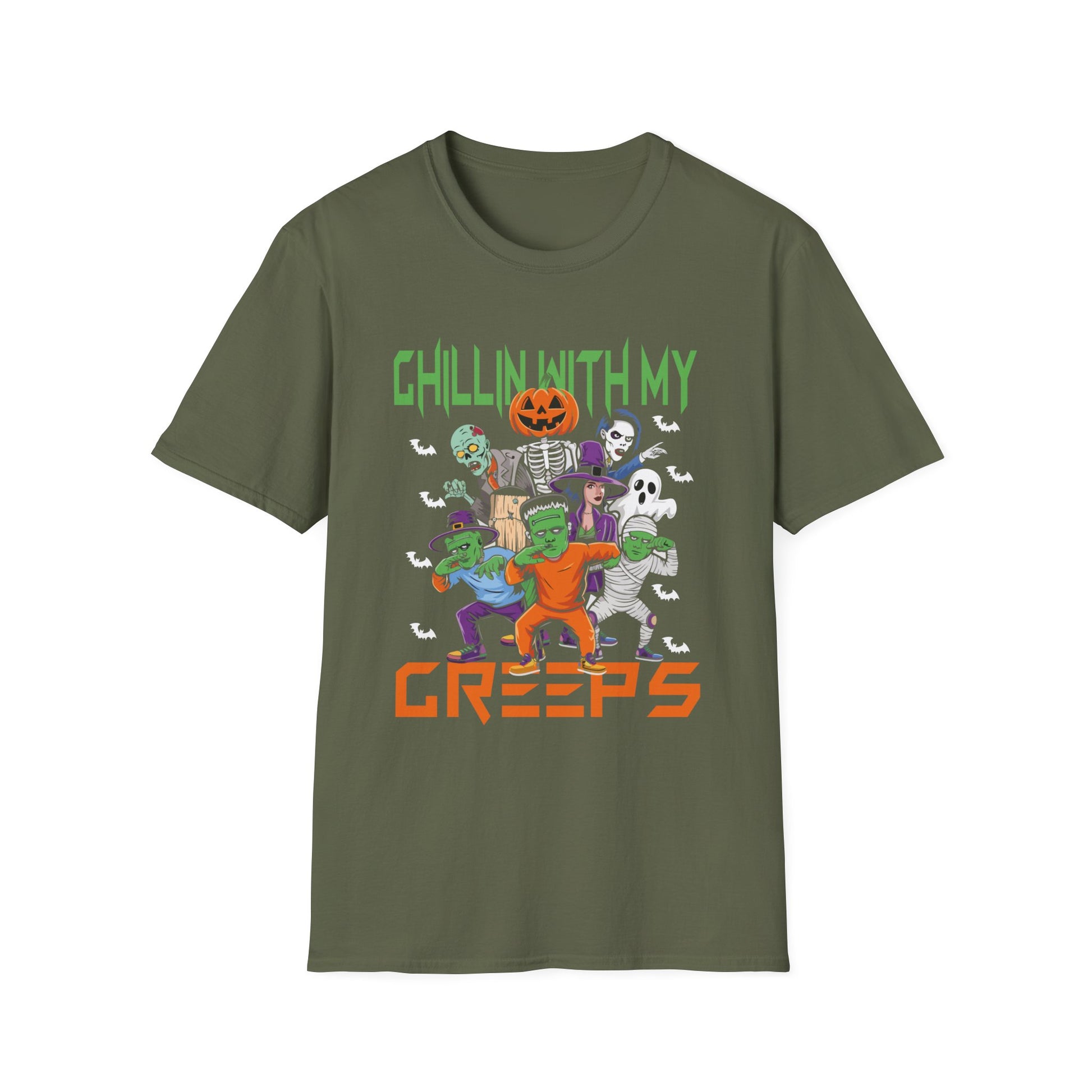 Chilling With My Creeps Halloween- Dancing Ghost Halloween Tee