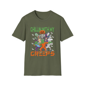 Chilling With My Creeps Halloween- Dancing Ghost Halloween Tee
