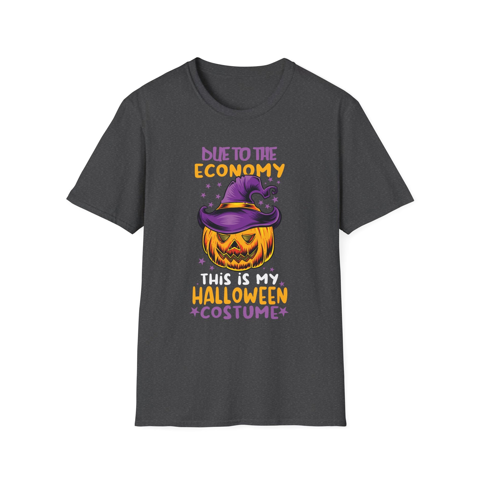 Halloween T-Shirt — “Due to the Economy This Is My Halloween Costume” Pumpkin Witch Tee