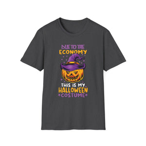 Halloween T-Shirt — “Due to the Economy This Is My Halloween Costume” Pumpkin Witch Tee