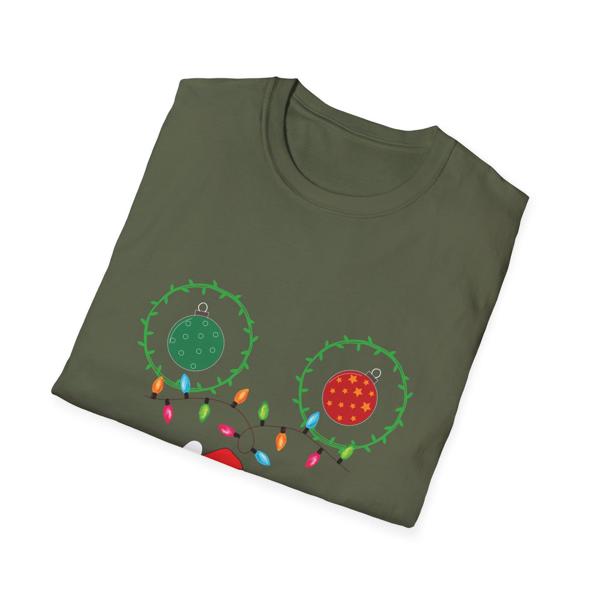 Christmas Lights Chest T-Shirt — Colorful Holiday Graphic Tee