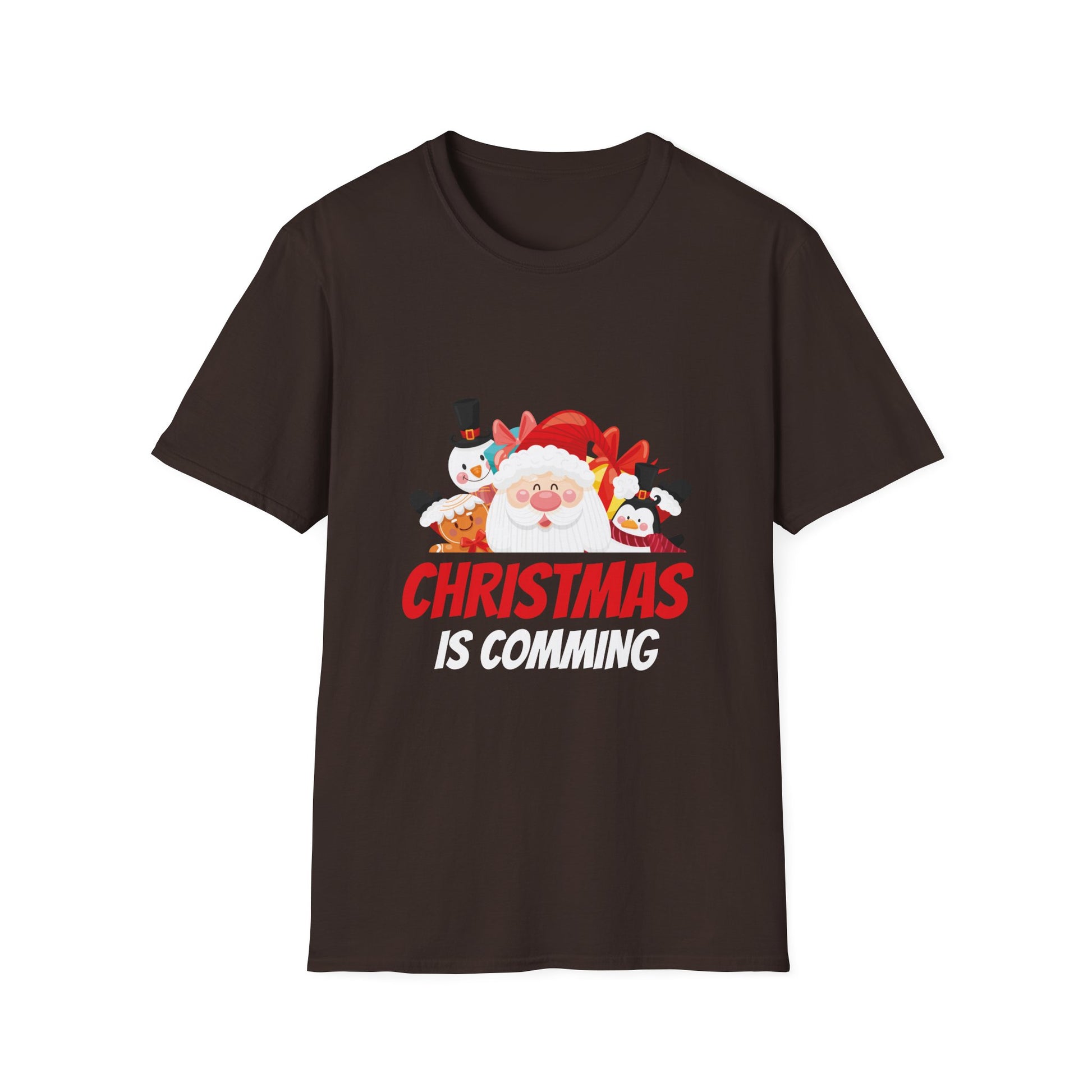 Christmas Is Comming T-Shirt — Cute Santa & Snowman Holiday Tee