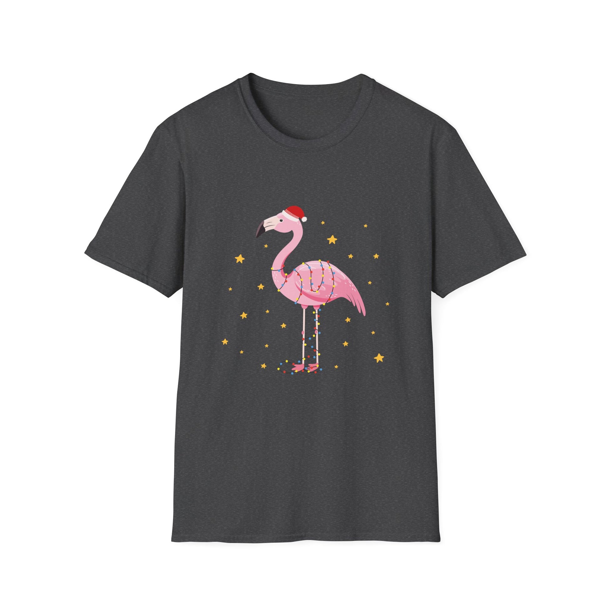 Christmas Flamingo T-Shirt — Festive Pink Flamingo with Santa Hat