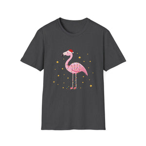 Christmas Flamingo T-Shirt — Festive Pink Flamingo with Santa Hat