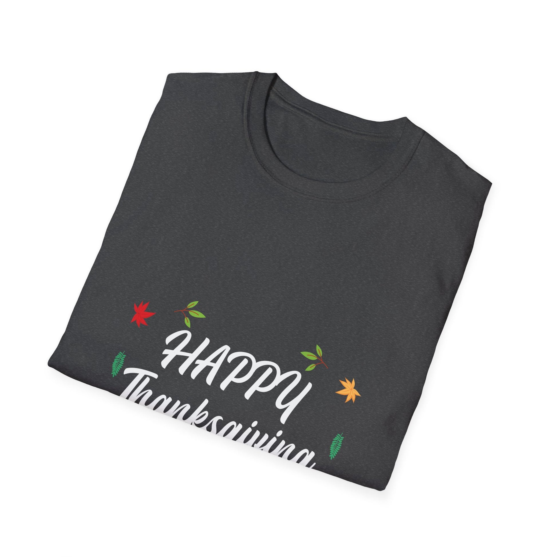 Thanksgiving T-Shirt — "Happy Thanksgiving" Fall Leaves Holiday Tee  Unisex T-Shirt