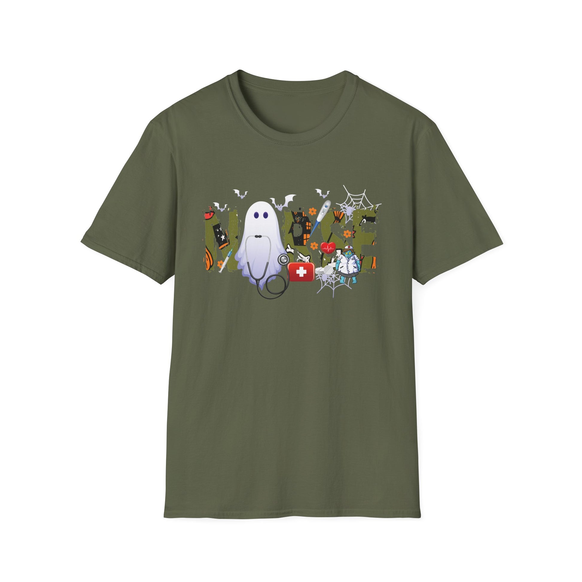 Cute Halloween Nurse Nursing Zombie Halloween Pattern TeeUnisex Softstyle T-Shirt