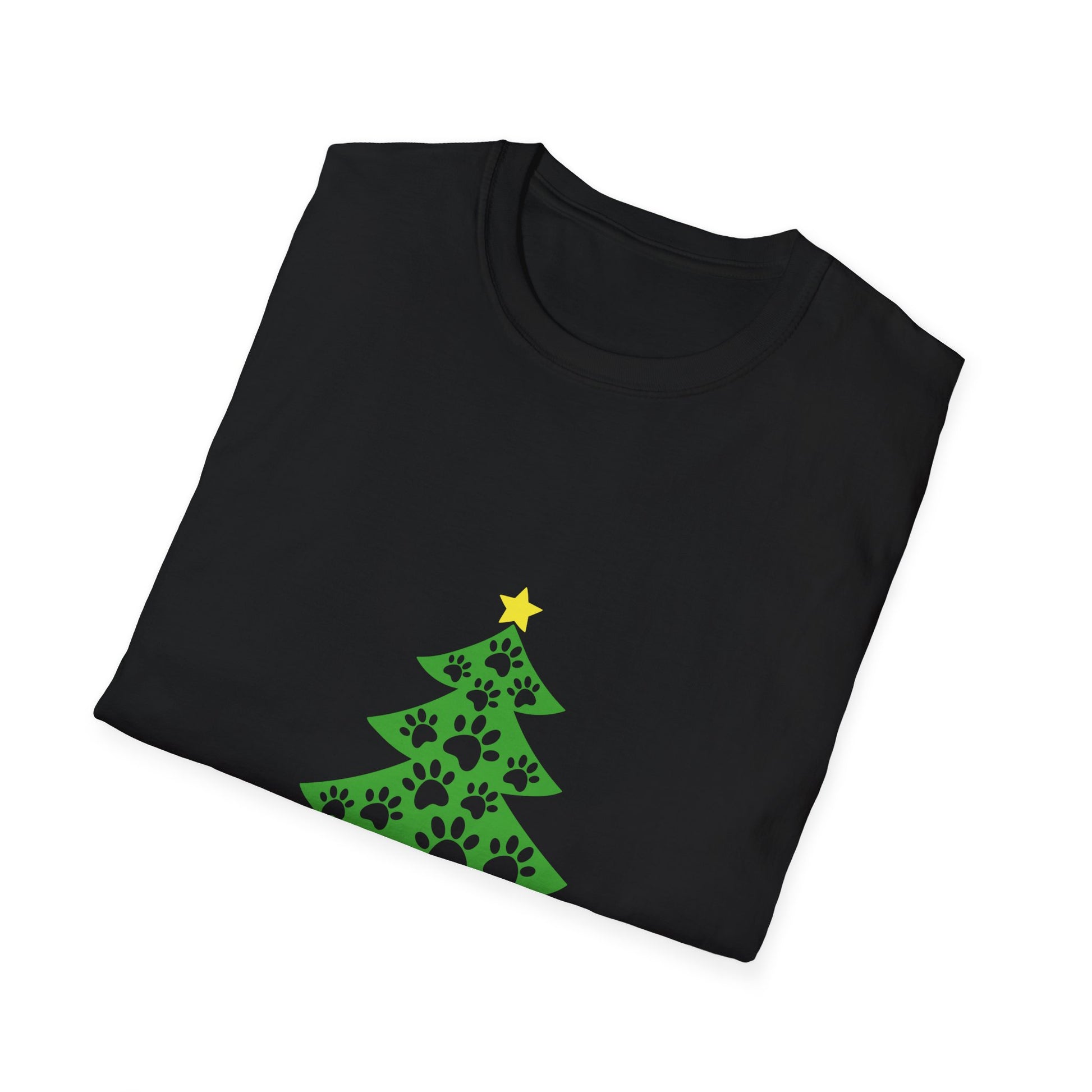 Christmas Paw Print T-Shirt — Pet Lover Holiday Tree Tee