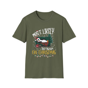 Most Likely To Nap On Christmas Funny Family Christmas Unisex Softstyle T-Shirt