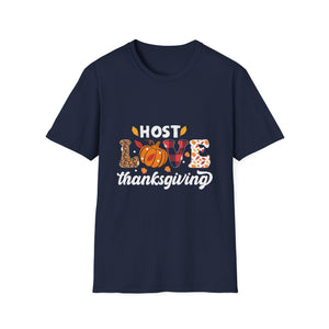 Thanksgiving Host Love T-Shirt — Pumpkin & Fall Leaves Holiday Tee