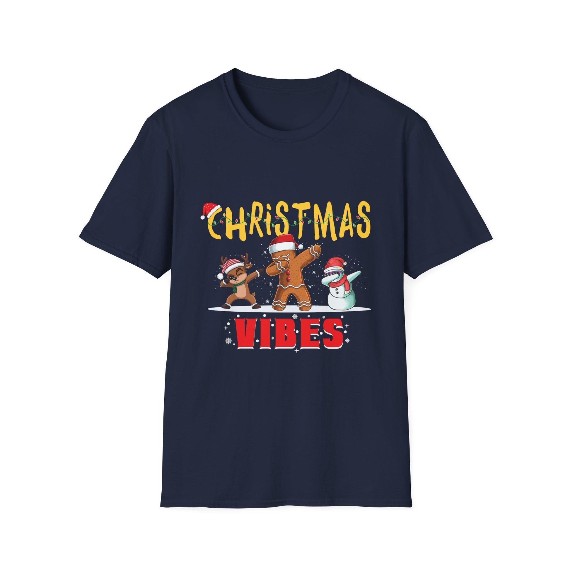 Christmas Vibes T-Shirt — Dabbing Gingerbread & Snowman Holiday Tee