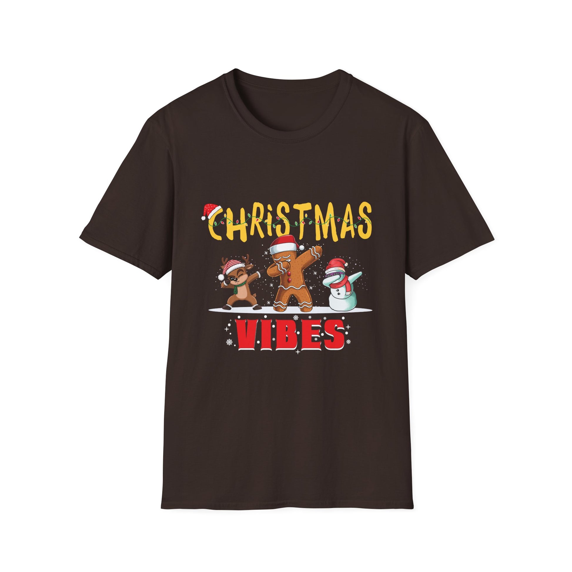 Christmas Vibes T-Shirt — Dabbing Gingerbread & Snowman Holiday Tee