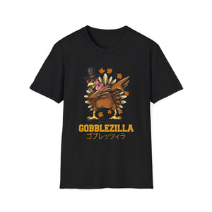 Gobblezilla Turkey T-Shirt — Funny Thanksgiving Dabbing Turkey with Japanese Text