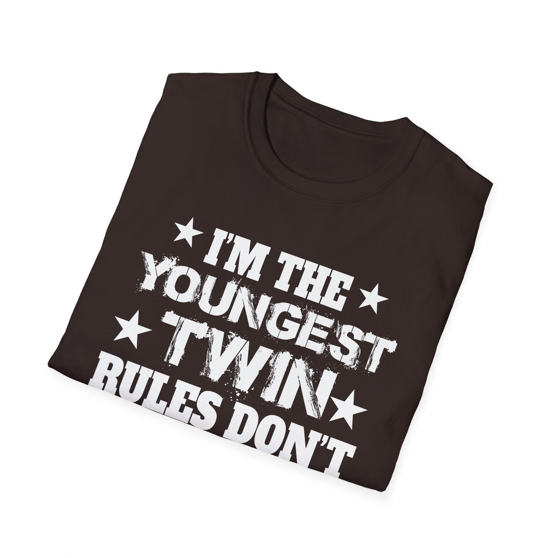 Youngest Twin T-Shirt - "I'm the Youngest Twin Rules Don't Apply to Me" Funny Sibling Tee