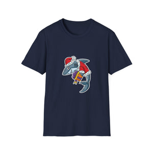Christmas Shark Graphic T-Shirt — Santa Shark Holding Gifts Holiday Tee