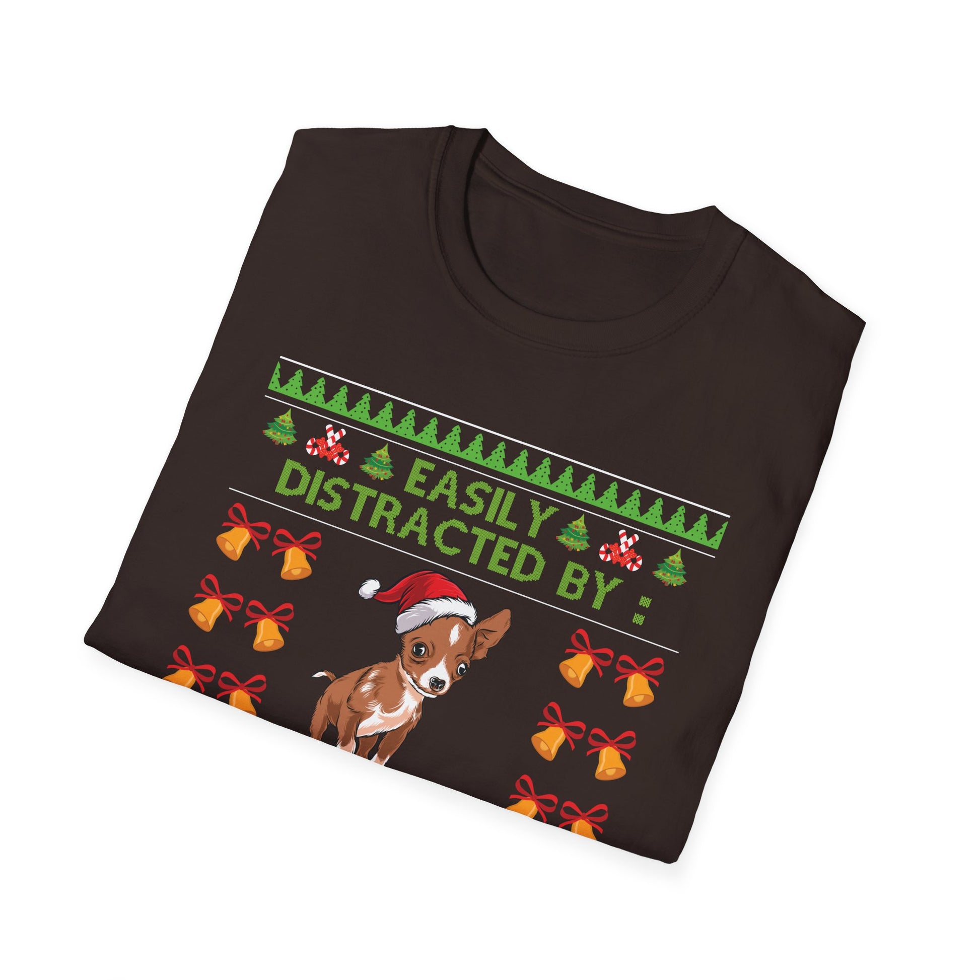 Christmas & Chihuahuas T-Shirt — "Easily Distracted by Christmas & Chieenies" Holiday Dog Tee