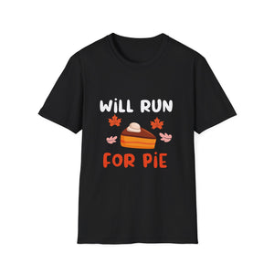 Fun Fall T-Shirt: 'Will Run for Pie' Unisex Softstyle Tee