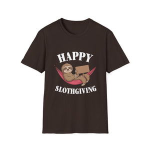 Happy Slothgiving T-Shirt — Cute Sloth Thanksgiving Graphic Tee  Unisex T-Shirt