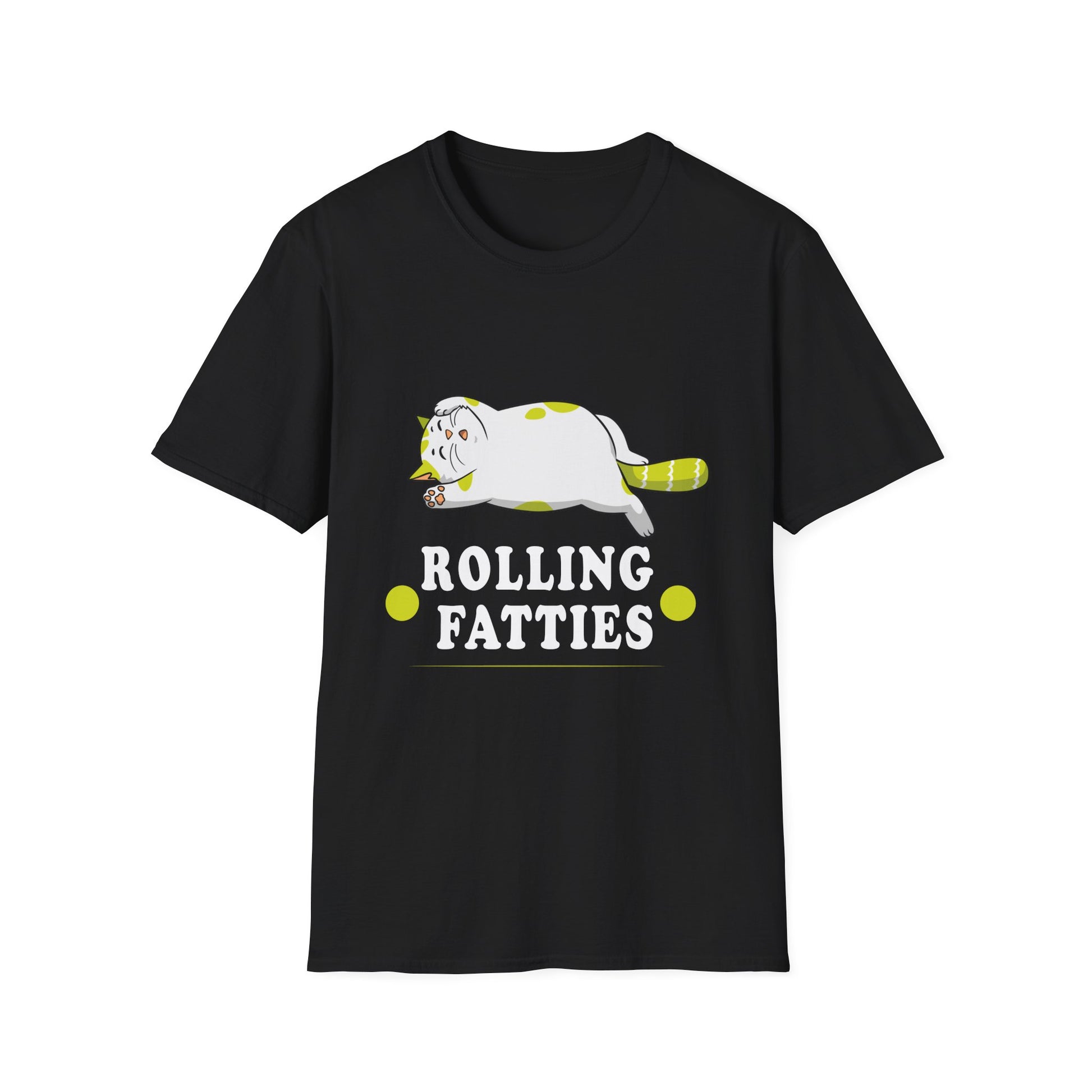 Cat T-Shirt — "Rolling Fatties" Funny Lazy Cat Graphic Tee