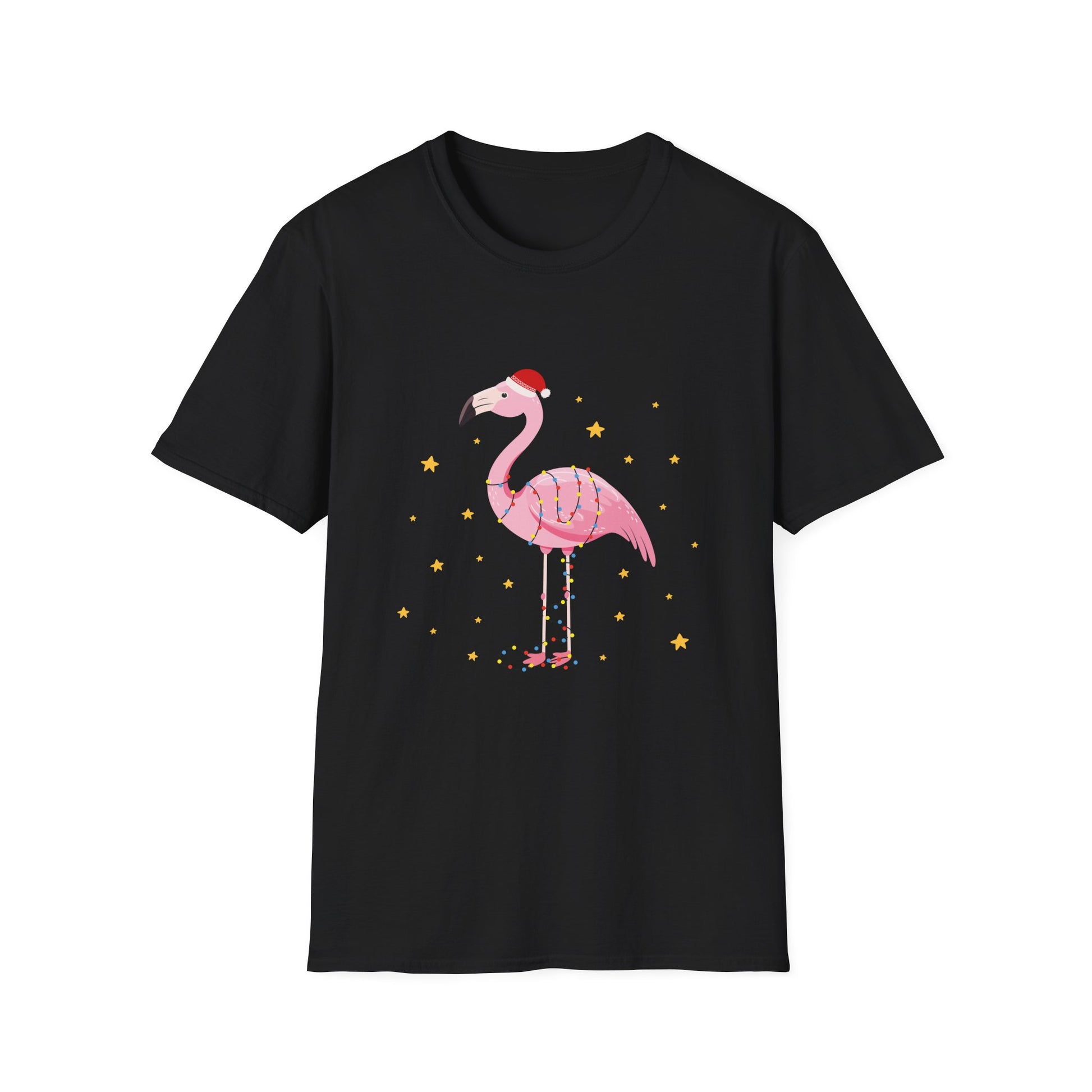 Christmas Flamingo T-Shirt — Festive Pink Flamingo with Santa Hat