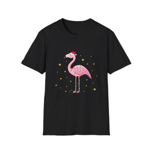 Christmas Flamingo T-Shirt — Festive Pink Flamingo with Santa Hat