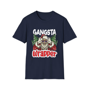 Gangsta Wrapper Christmas T‑Shirt — Funny Santa Holiday Tee