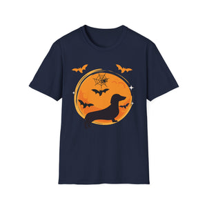 Dachshund Halloween T-Shirt — Dachshund Silhouette with Bats & Moon