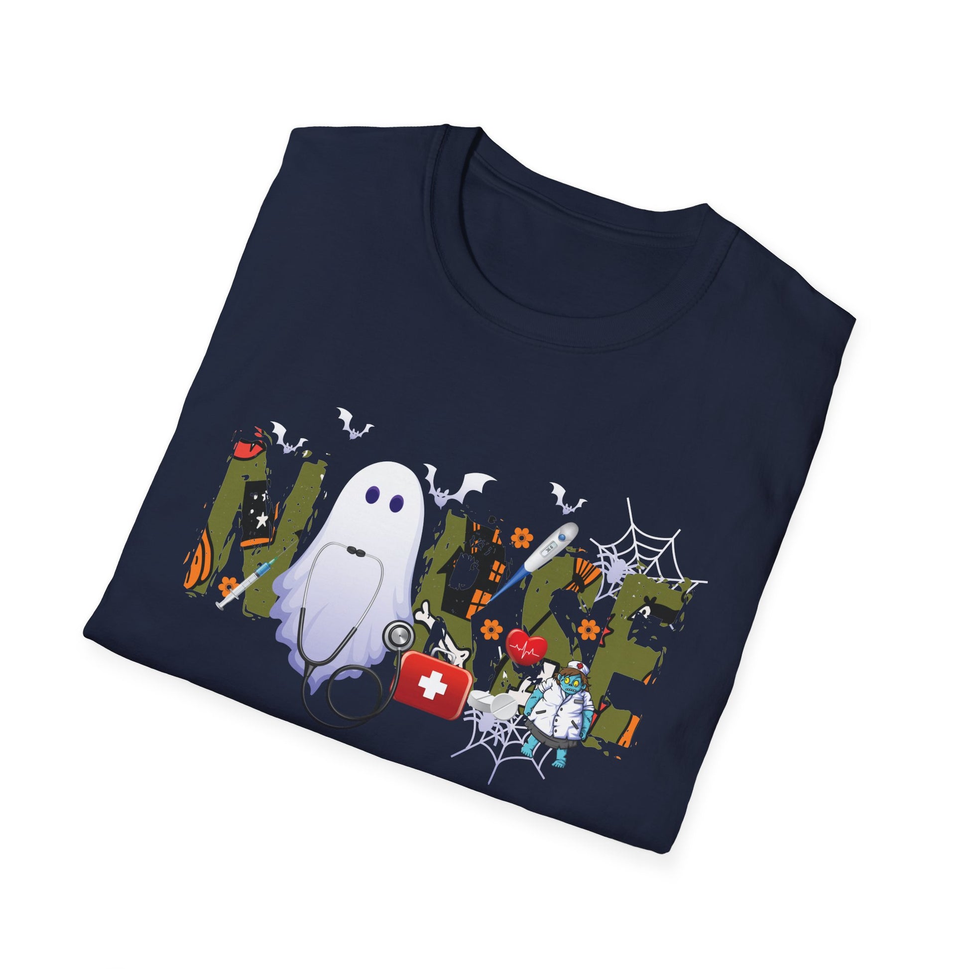 Cute Halloween Nurse Nursing Zombie Halloween Pattern TeeUnisex Softstyle T-Shirt