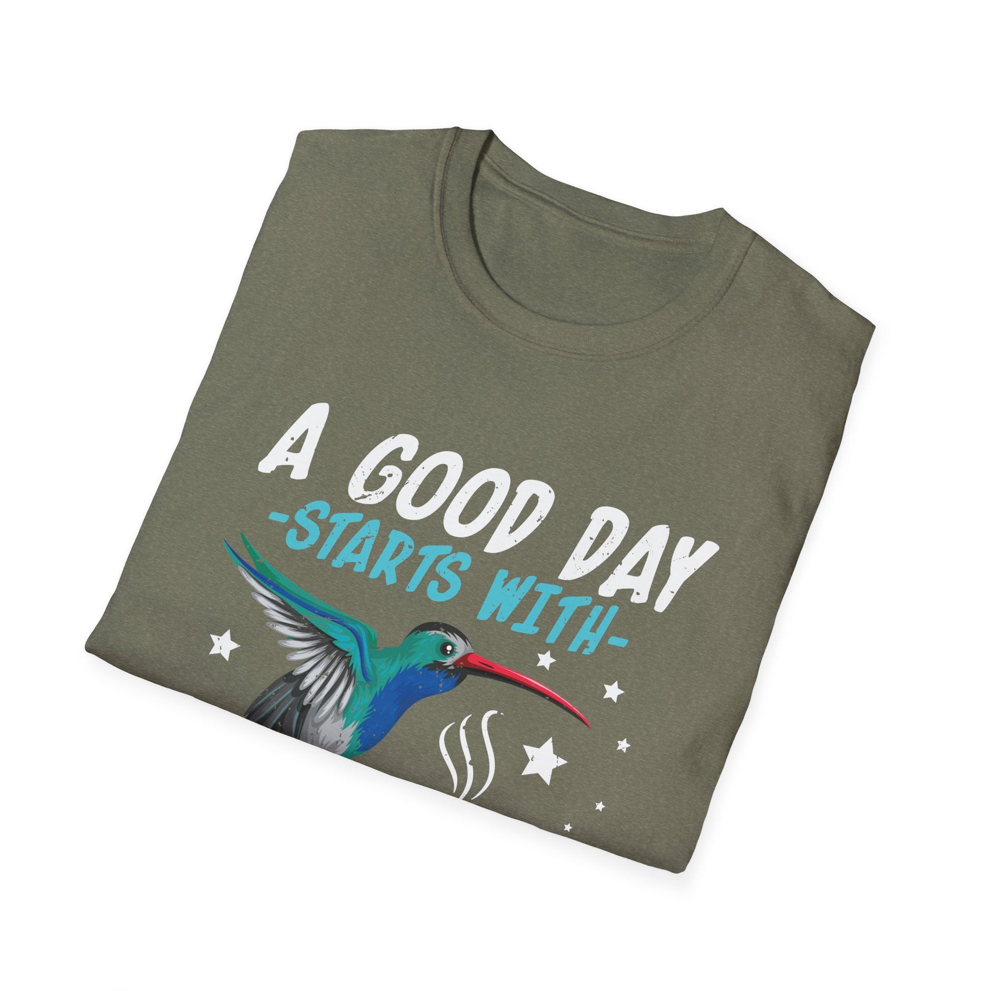 A Good Day Starts With Coffee And Hummingbird  Unisex T-Shirt