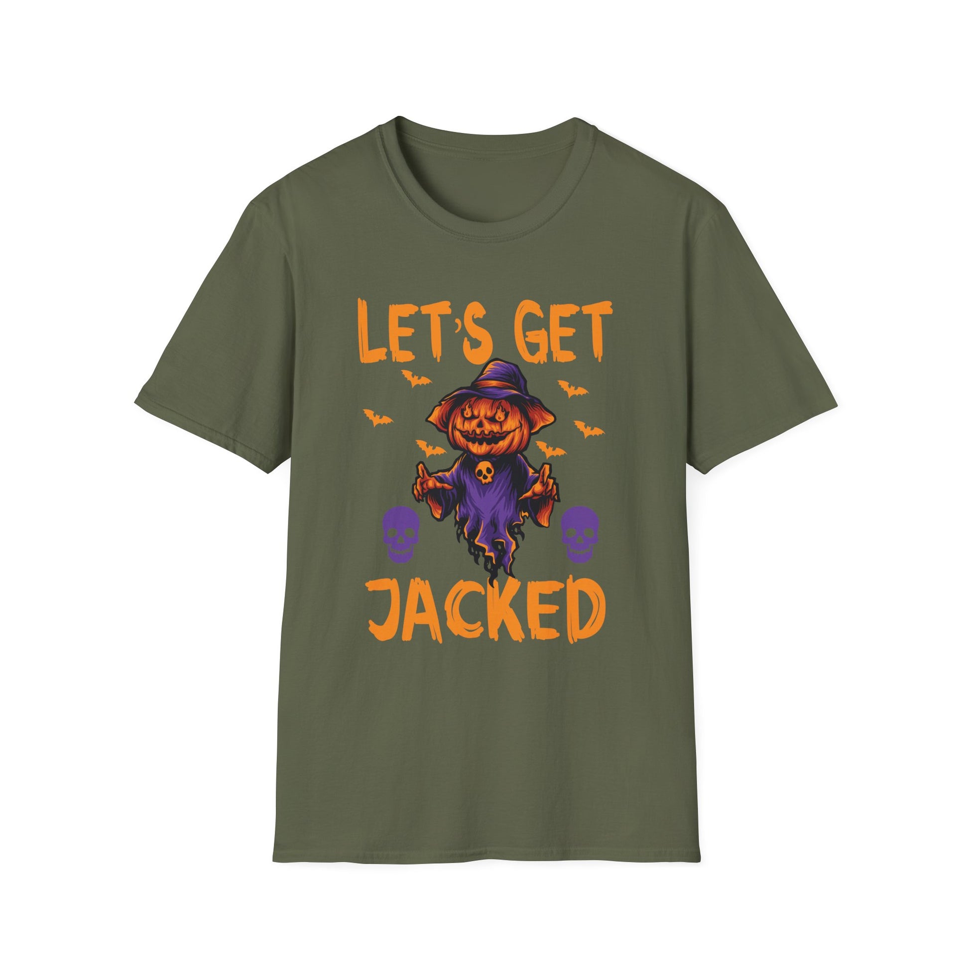 Let’s Get Jacked Halloween T-Shirt — Pumped Pumpkin & Skulls Costume Tee