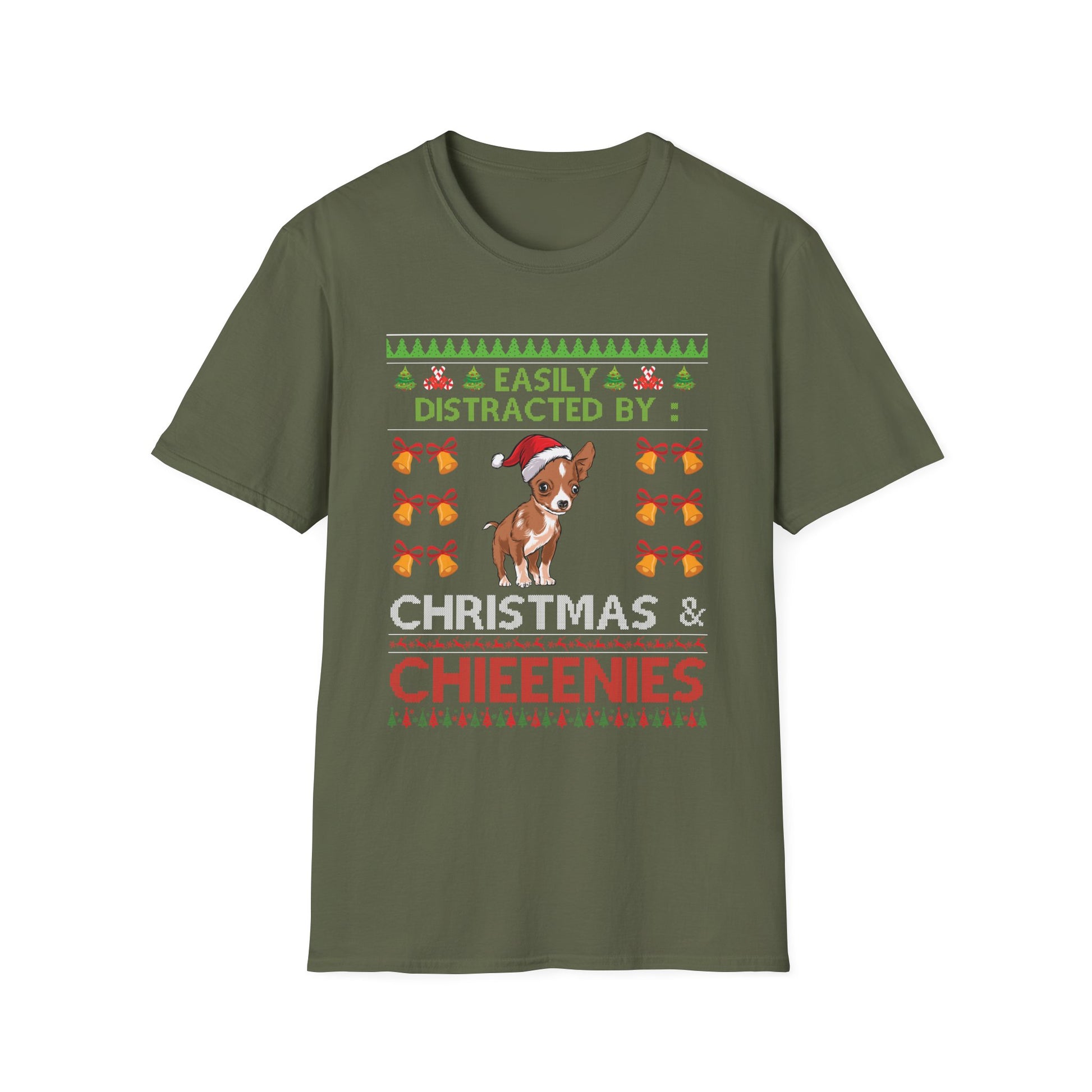 Christmas & Chihuahuas T-Shirt — "Easily Distracted by Christmas & Chieenies" Holiday Dog Tee
