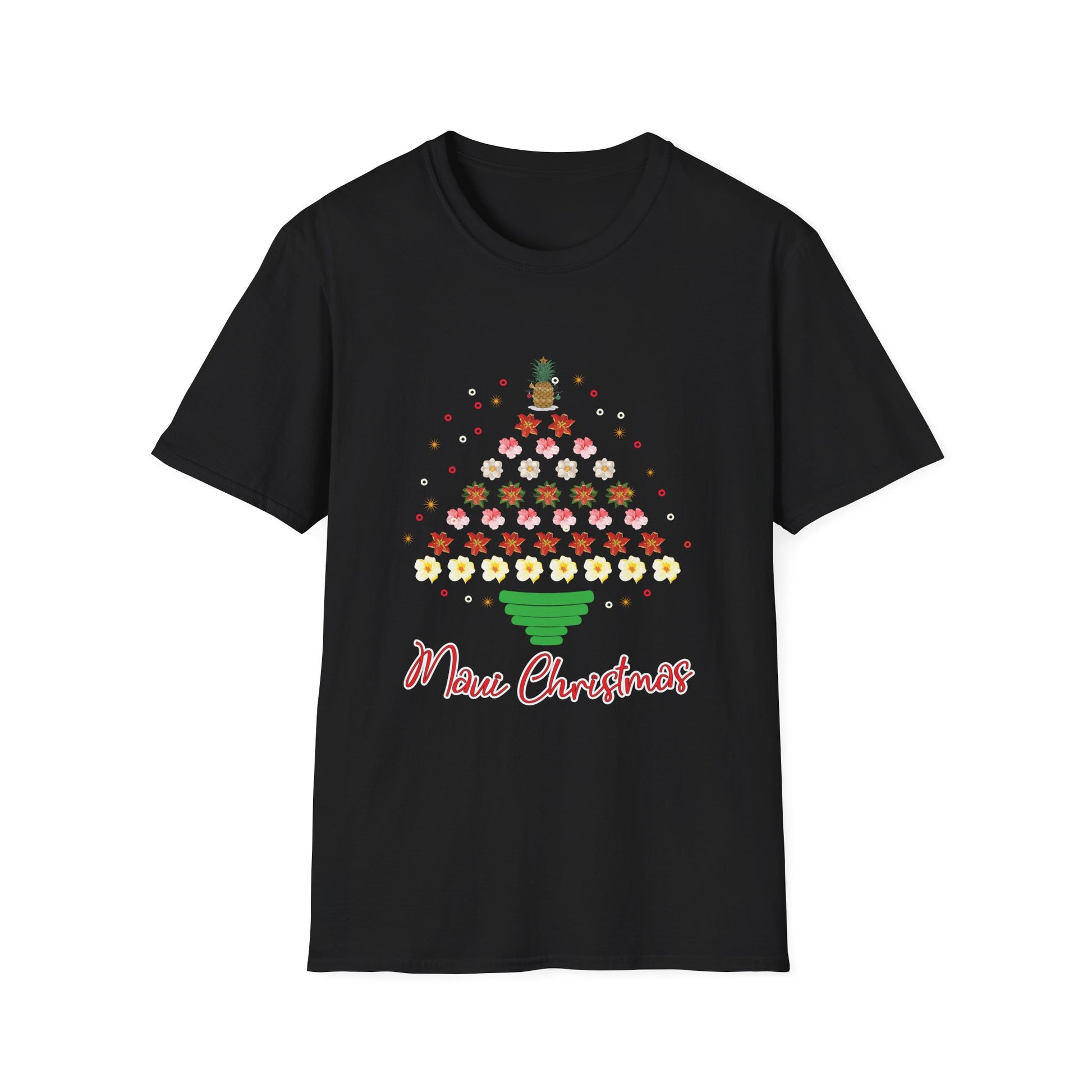Christmas Flower Tree T-Shirt — "Merry Christmas" Floral Holiday Tee