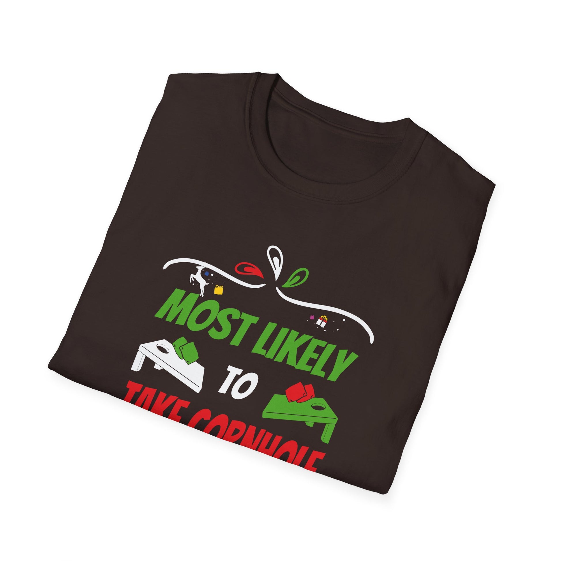 Most Likely To Take Cornhole Too Seriously Family Christmas T-Shirt
