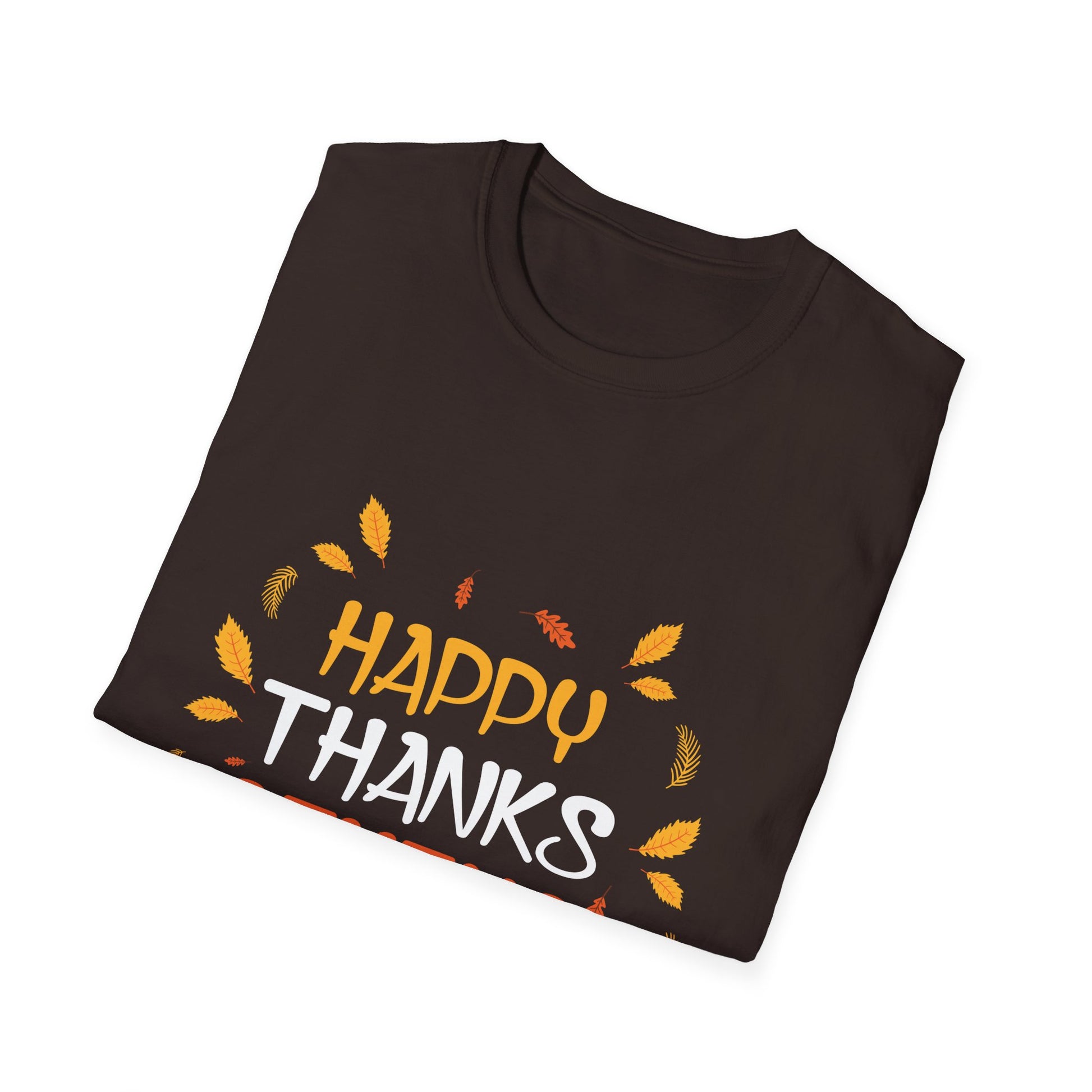 Thanksgiving T-Shirt — Happy Thanksgiving Fall Leaves Holiday Tee