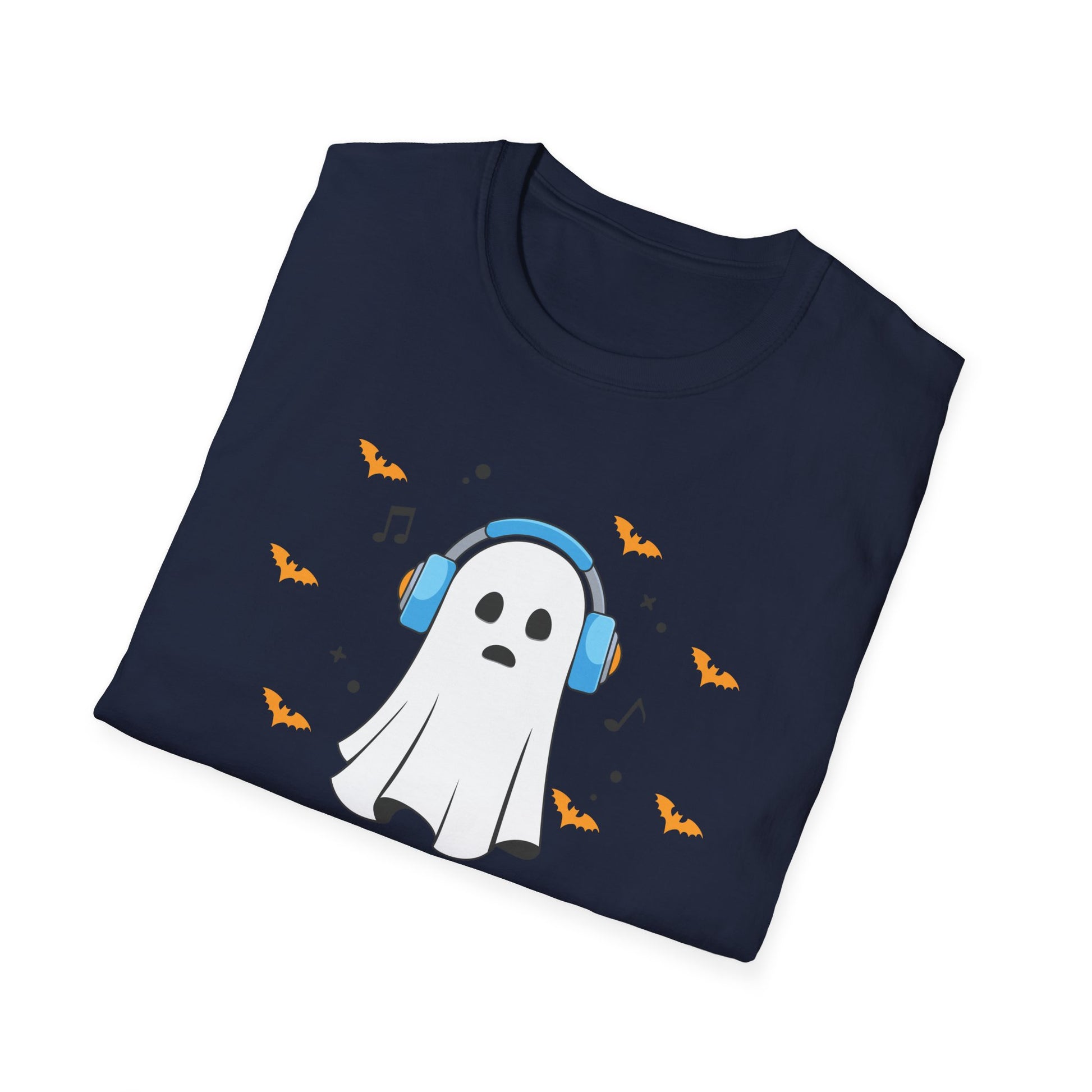 Ghost Producer T-Shirt — Cute Ghost with Headphones Halloween Music Tee