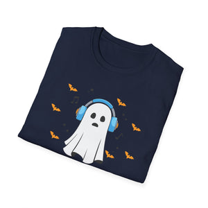 Ghost Producer T-Shirt — Cute Ghost with Headphones Halloween Music Tee