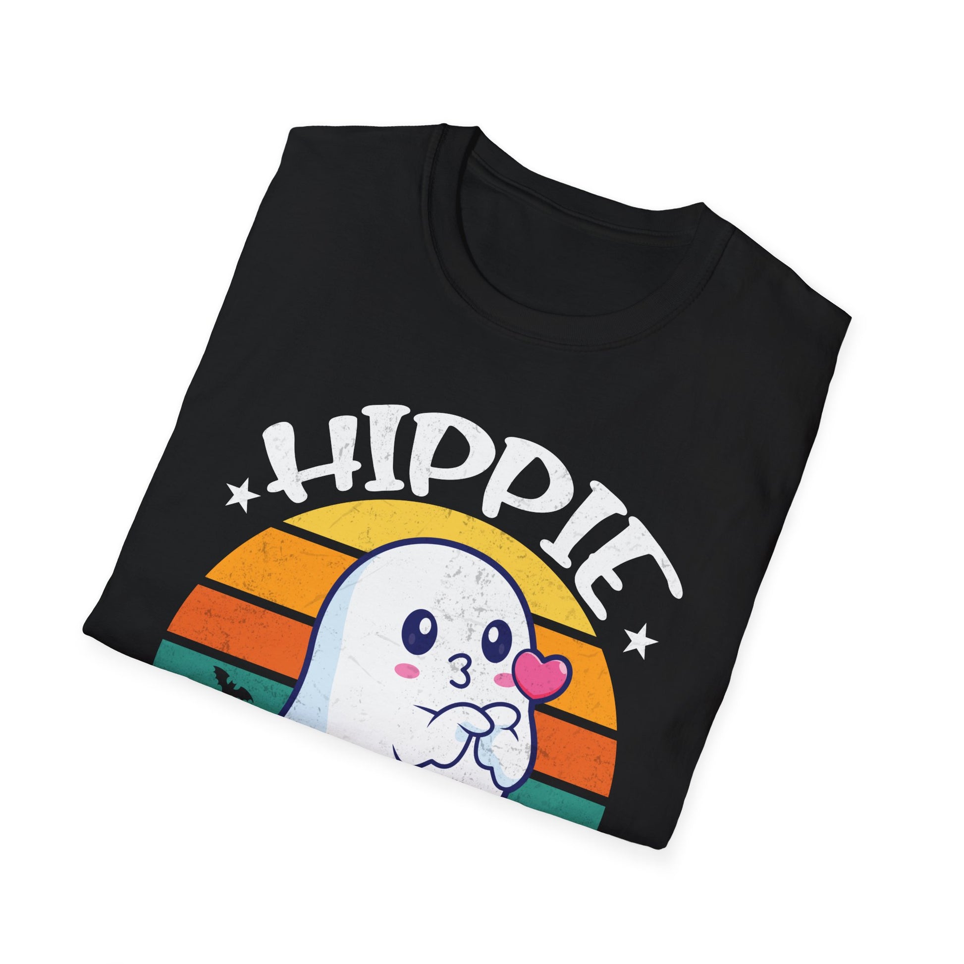 Hippie Halloween T-Shirt – Cute Ghost Retro Sunset Graphic