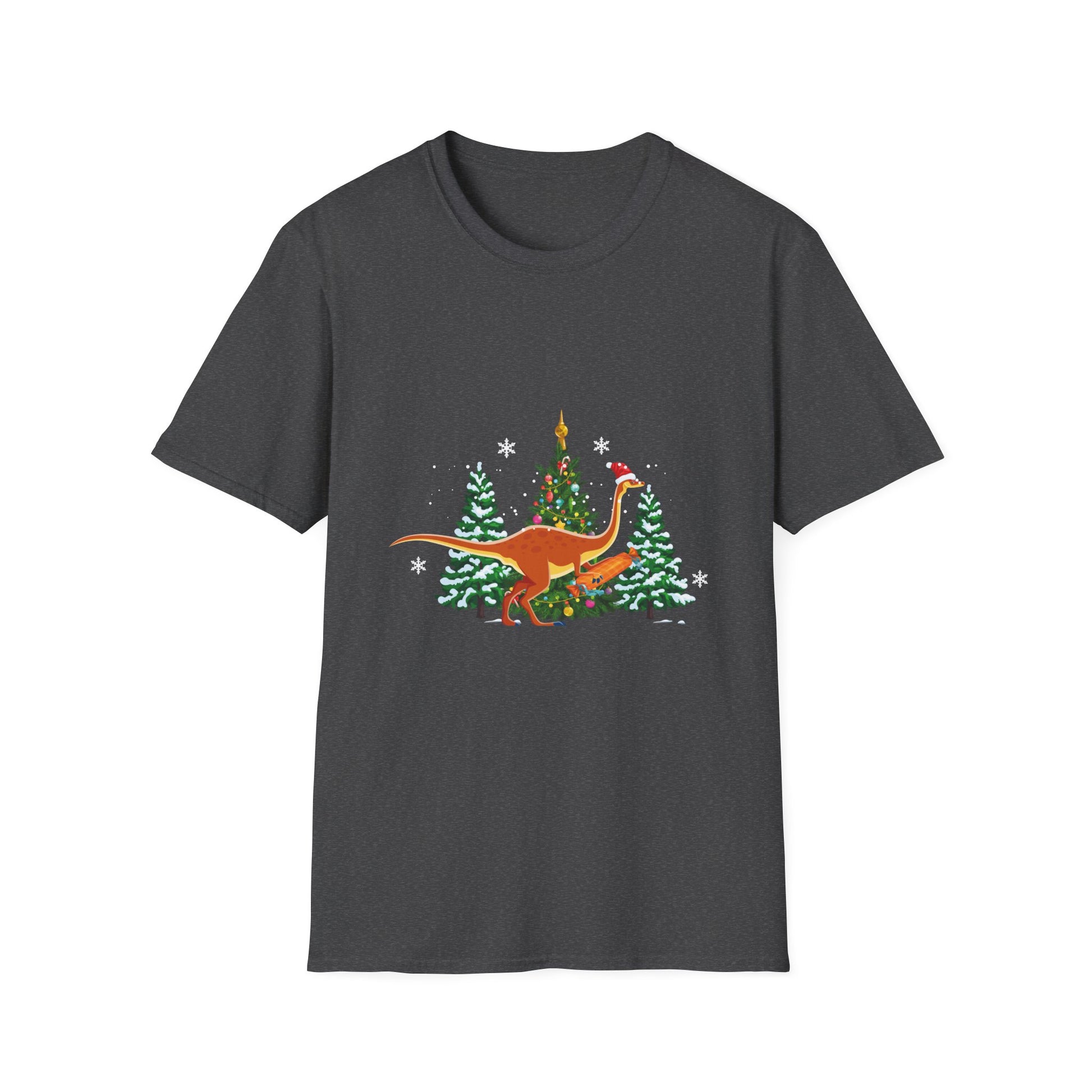 Christmas Brachiosaurus Dinosaur eating a Christmas Tree Unisex T-Shirt