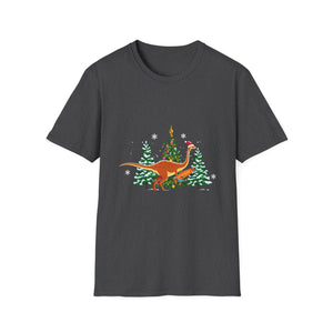 Christmas Brachiosaurus Dinosaur eating a Christmas Tree Unisex T-Shirt