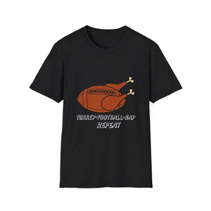 Turkey, Football, Nap, Repeat T-Shirt — Thanksgiving Game Day Tee