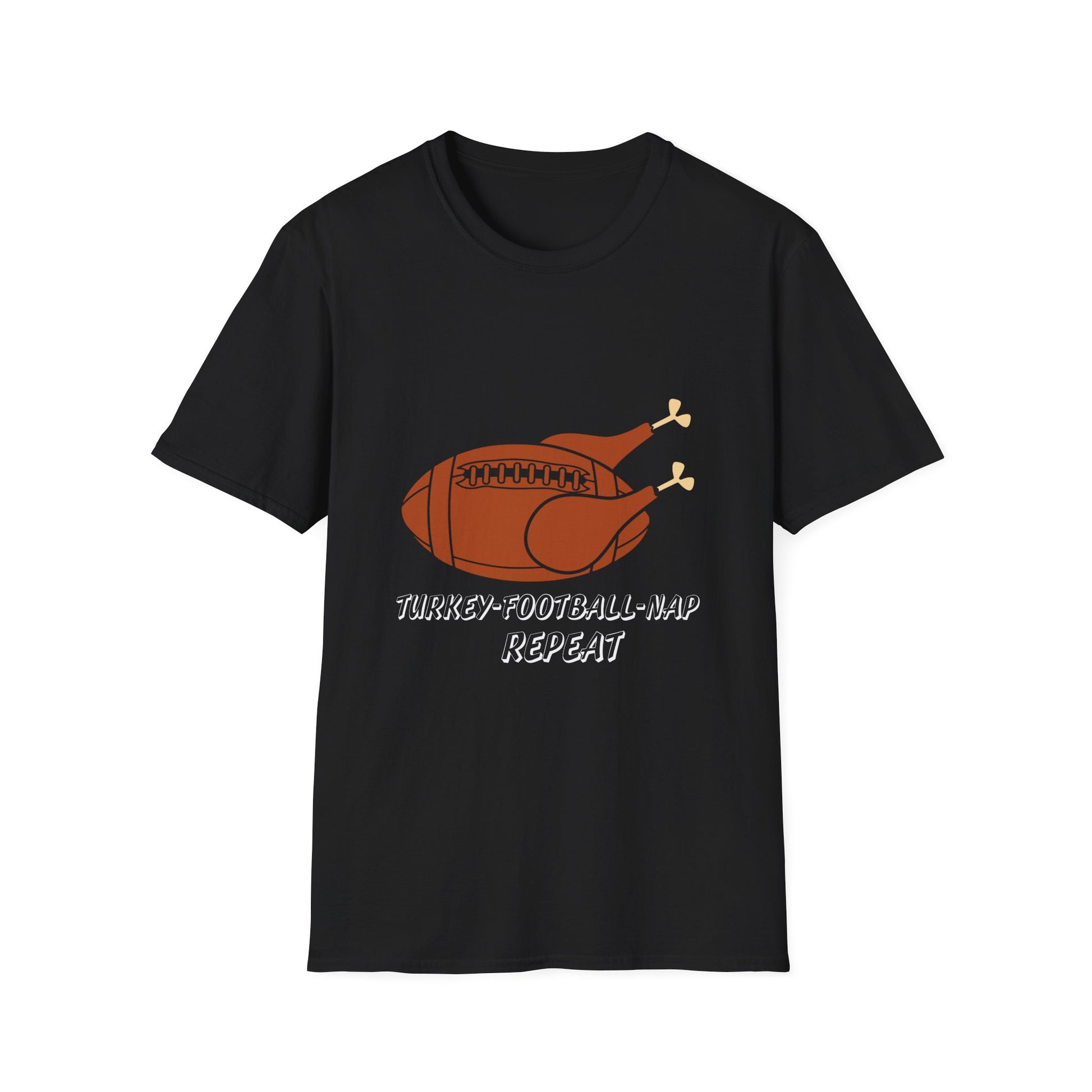 Thanksgiving Football Turkey T-Shirt – "Turkey, Football, Nap, Repeat" Holiday Tee