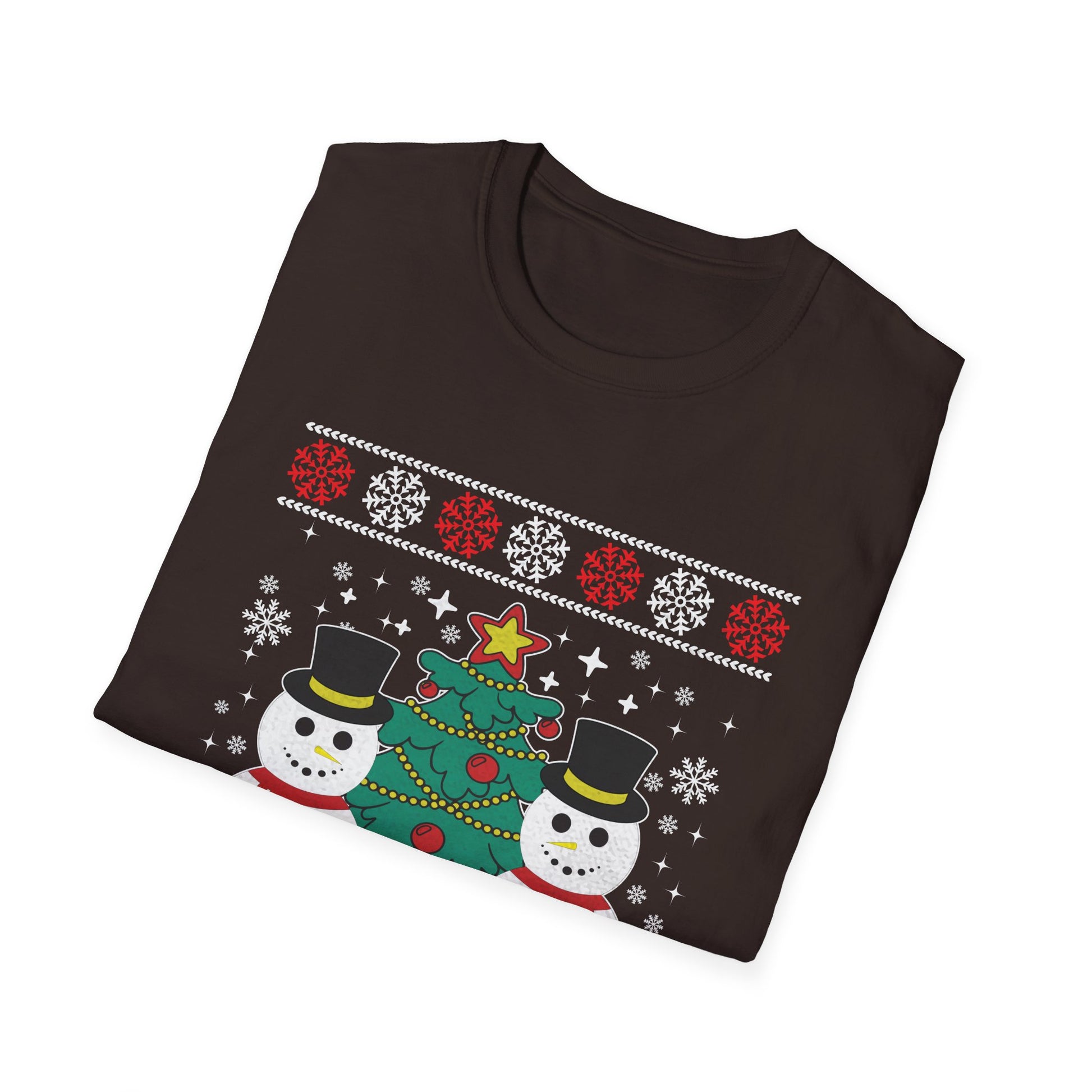 Christmas Snowmen T-Shirt — Festive Holiday Tree & Snowflake Tee