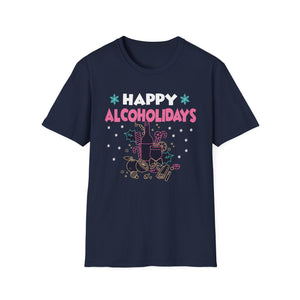 Happy Alcoholidays T‑Shirt — Funny Holiday Drinking Graphic Tee