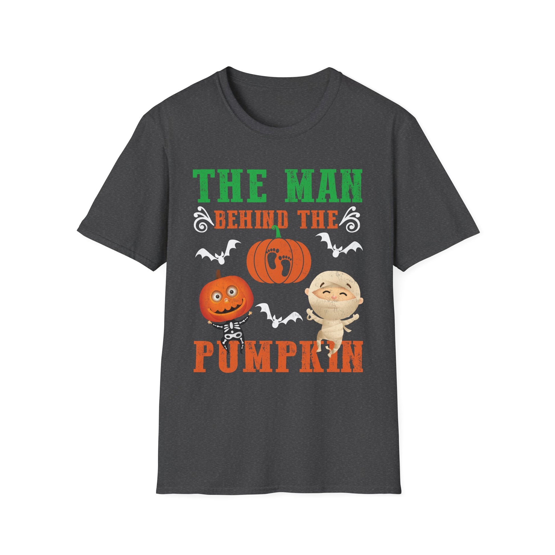 Halloween T-Shirt – "The Man Behind the Pumpkin" Cute Pumpkin & Mummy Dad Tee