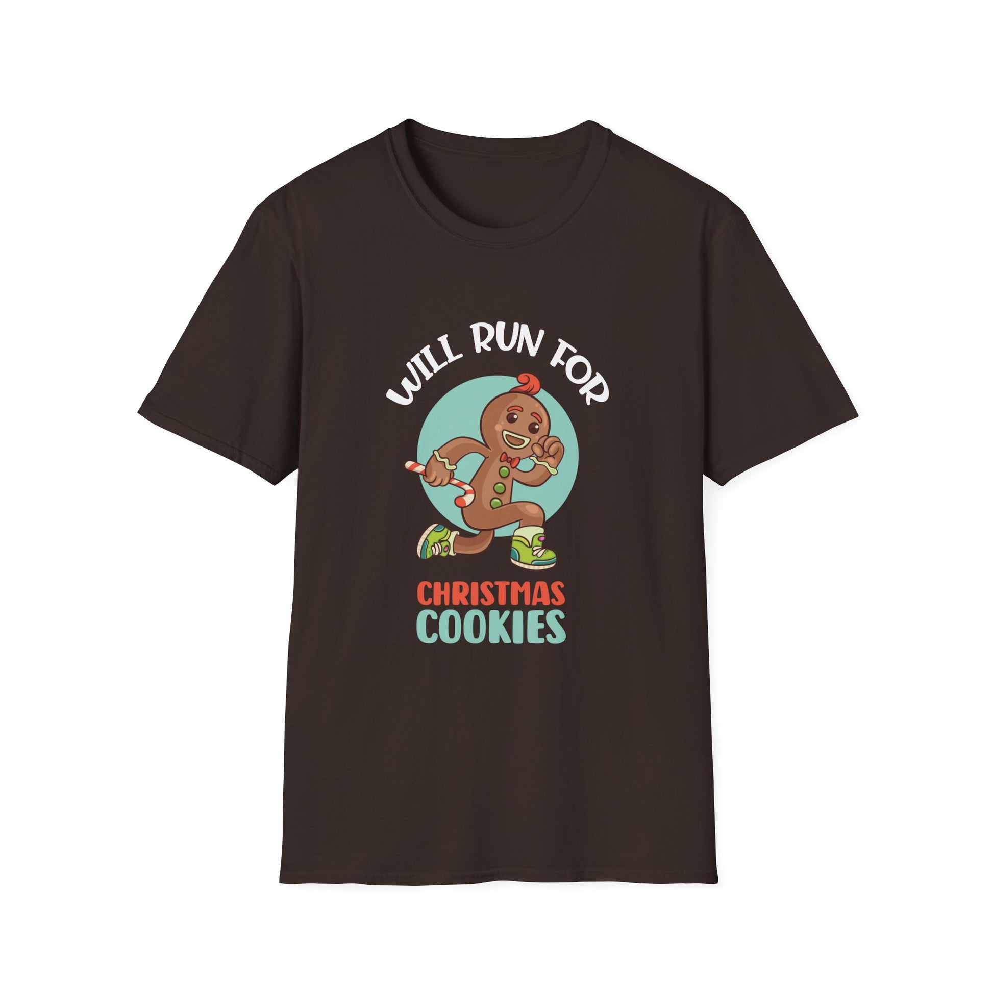 Will Run For Christmas Cookies T-Shirt — Funny Gingerbread Running Holiday Tee