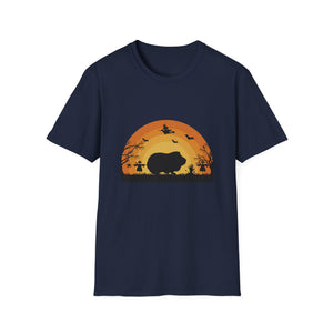 Halloween Hippo T-Shirt – Spooky Sunset Silhouette Shirt