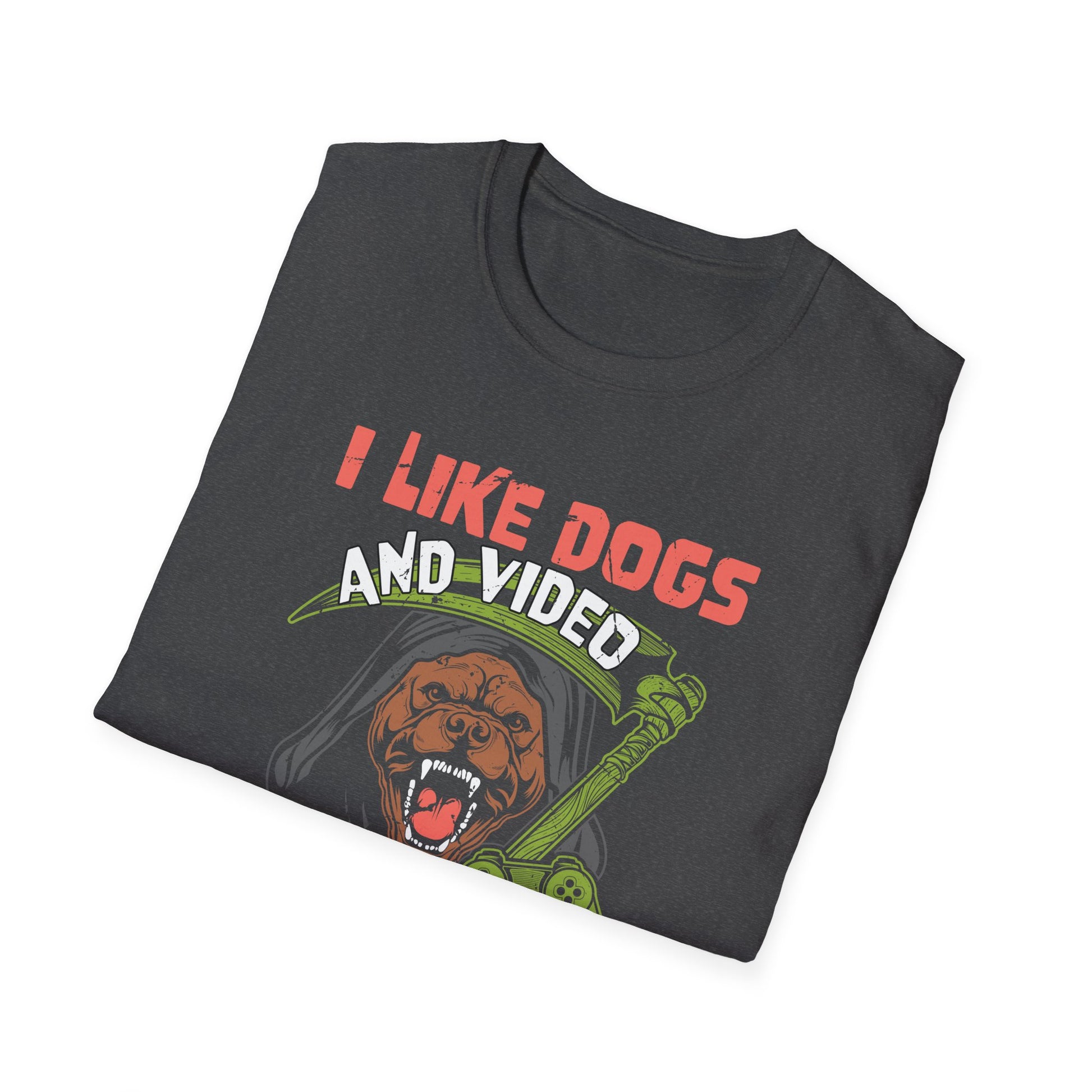 I like dogs and video games and maybe 3 people Unisex T-Shirt