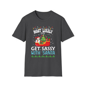 Most Likely To Nap On Christmas Family Christmas Pajamas Unisex Softstyle T-Shirt