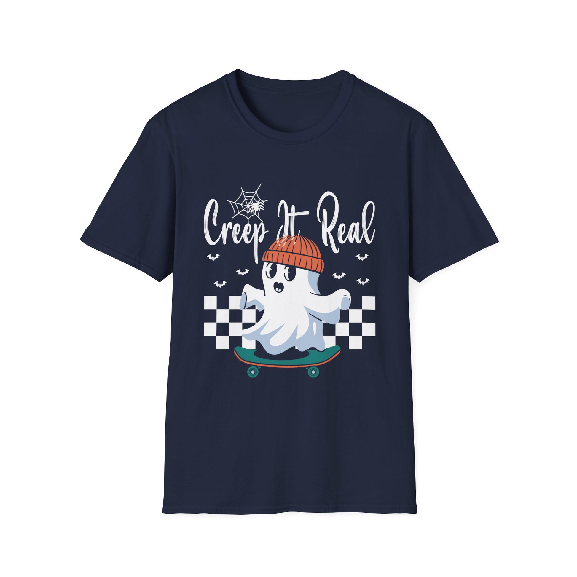 Creep It Real Skateboarding Ghost Halloween T-Shirt