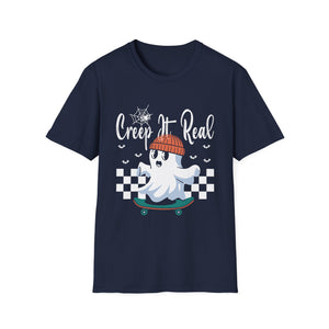 Creep It Real Skateboarding Ghost Halloween T-Shirt
