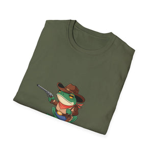 Hold On Partner I'm Overstimulated T-Shirt — Funny Frog Cowboy Graphic Tee